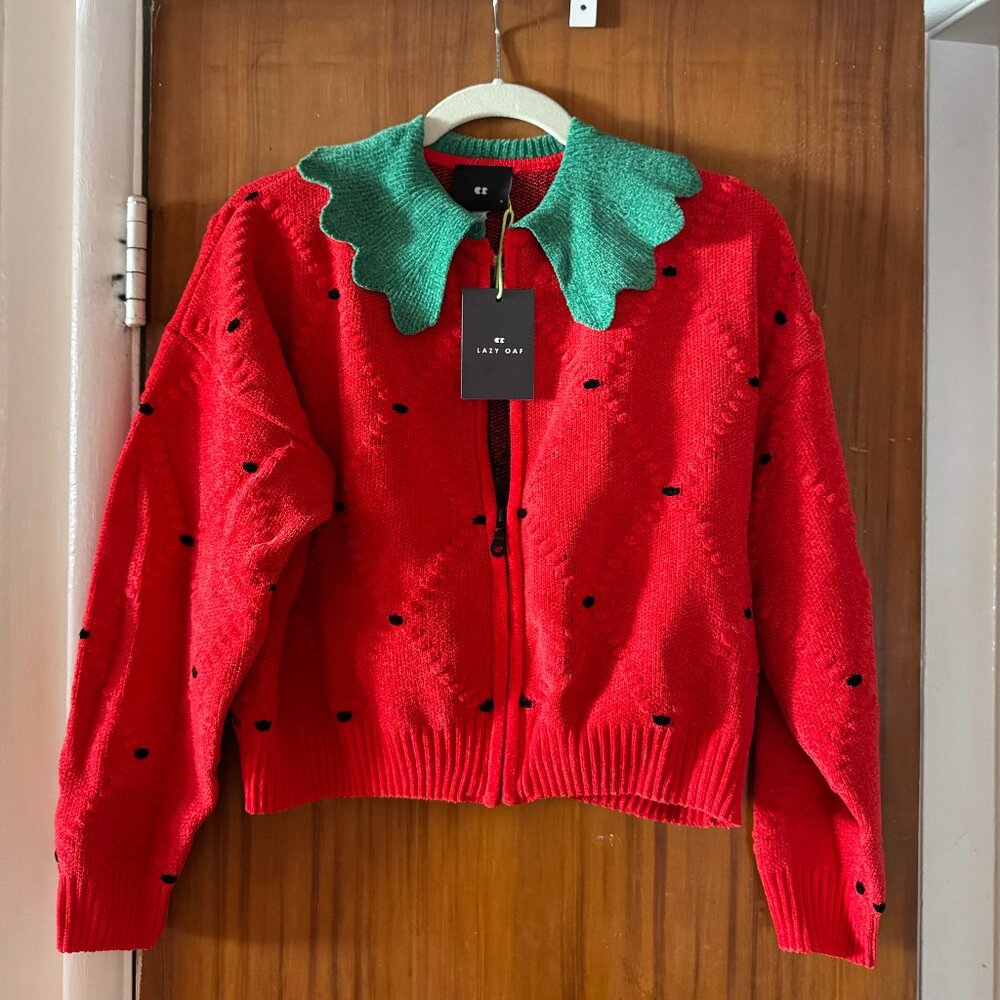 Lazy Oaf Strawberry Cardigan Sweater